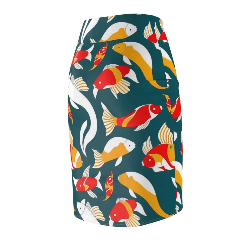 Carp Carnival on Pencil Skirt — Back Side