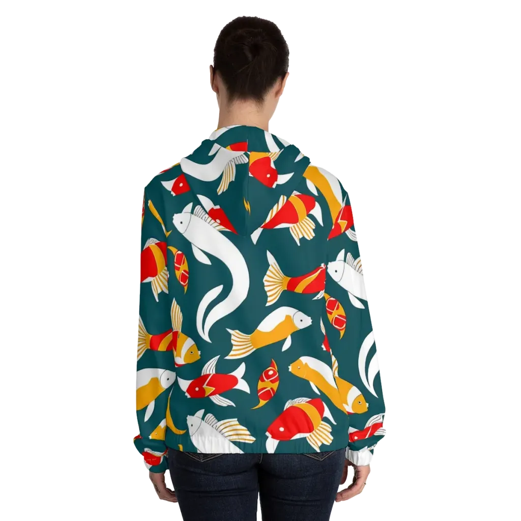 Carp Carnival on Women's Full-Zip Hoodie — Back On Person