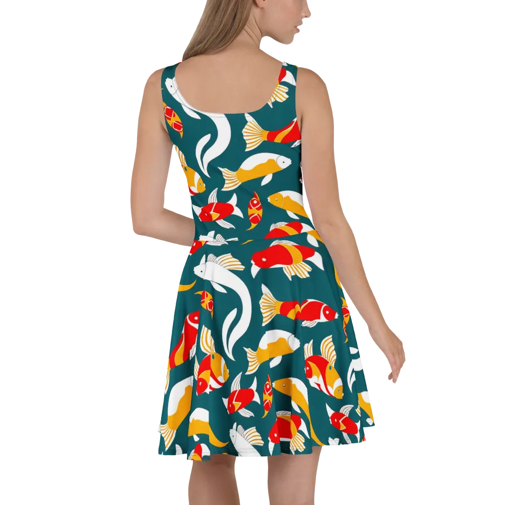 Carp Carnival on Skater Dress — Back
