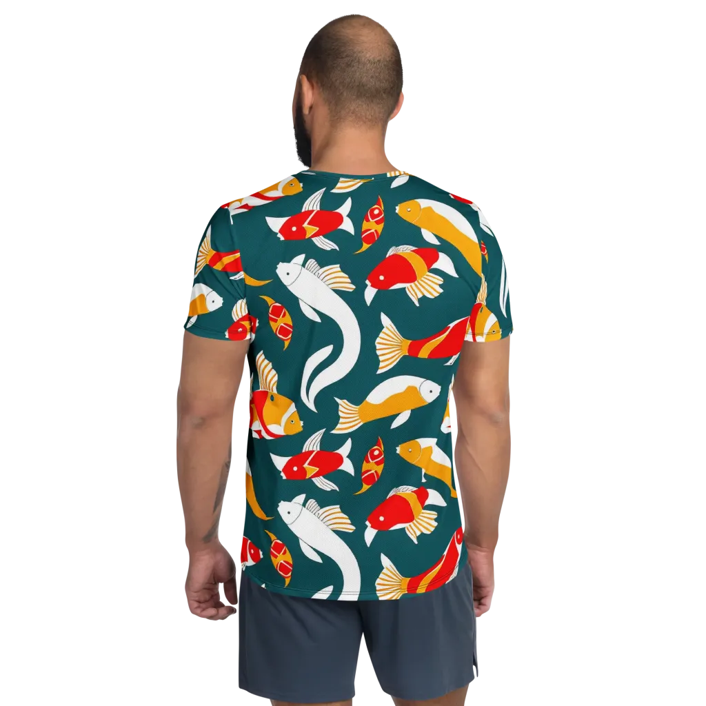 Carp Carnival on Men's Athletic T-Shirt — Back