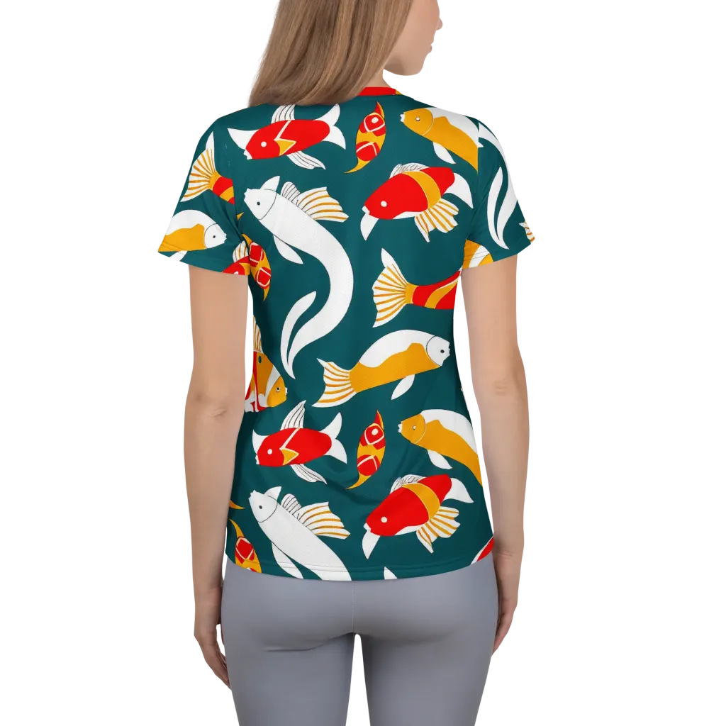 Carp Carnival on Women's Athletic T-Shirt — Back