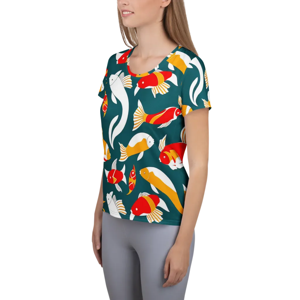 Carp Carnival on Women's Athletic T-Shirt — Left