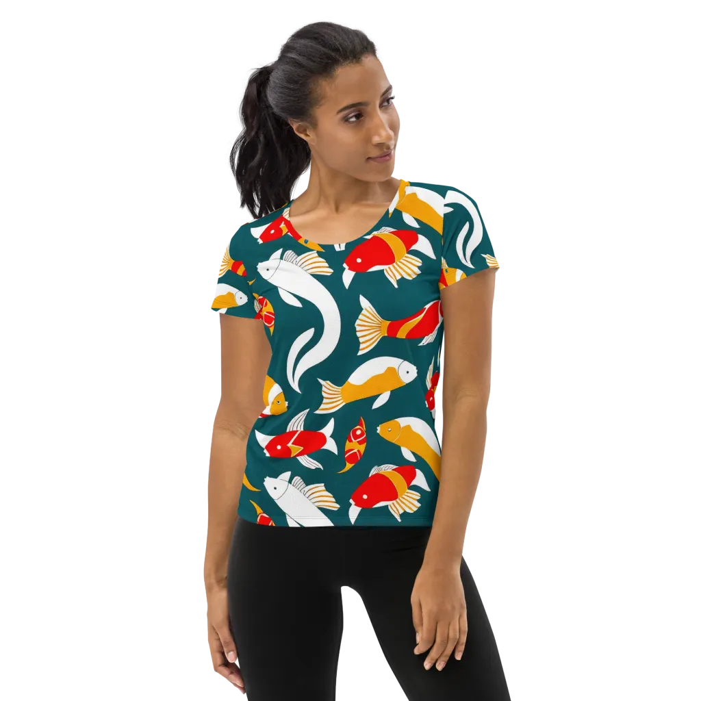 Carp Carnival on Women's Athletic T-Shirt — Front