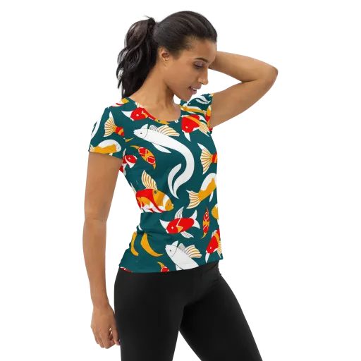 Carp Carnival on a Women's Athletic T-Shirt