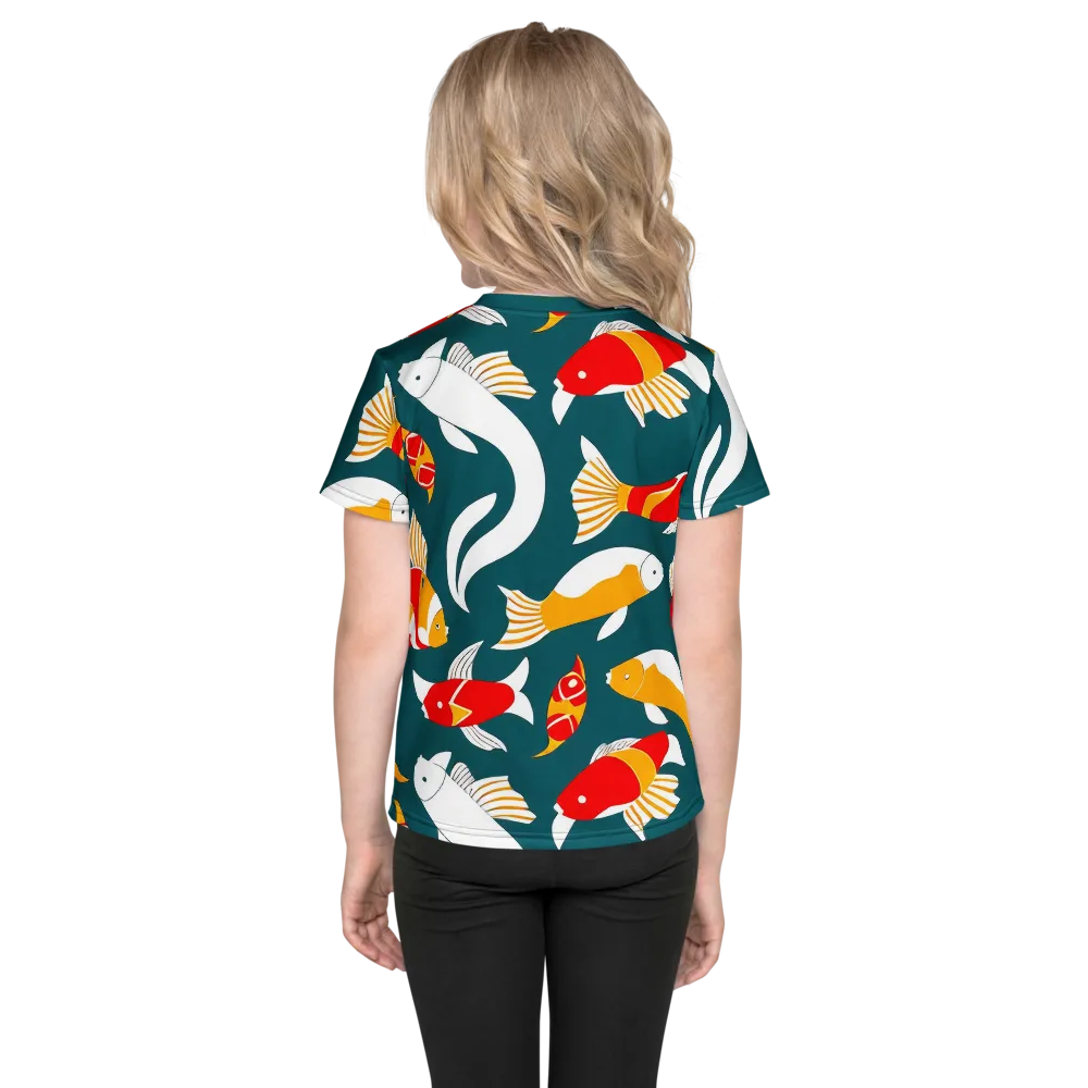Carp Carnival on Kids Crew Neck T-Shirt — Back