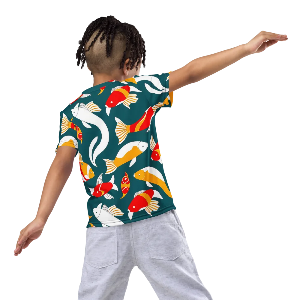 Carp Carnival on Kids Crew Neck T-Shirt — Back