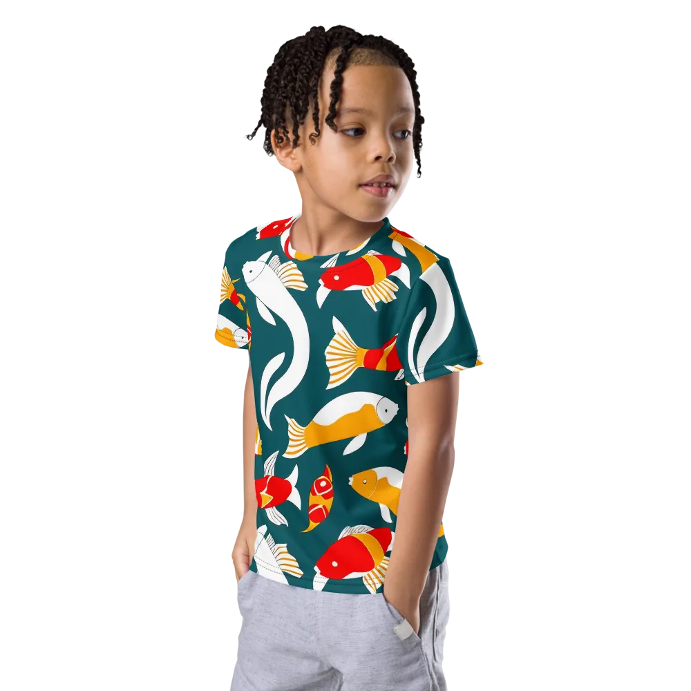 Carp Carnival on Kids Crew Neck T-Shirt — Left Front