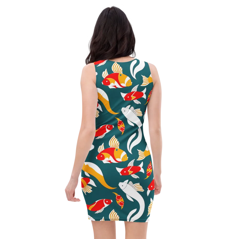 Carp Carnival on Bodycon Dress — Back