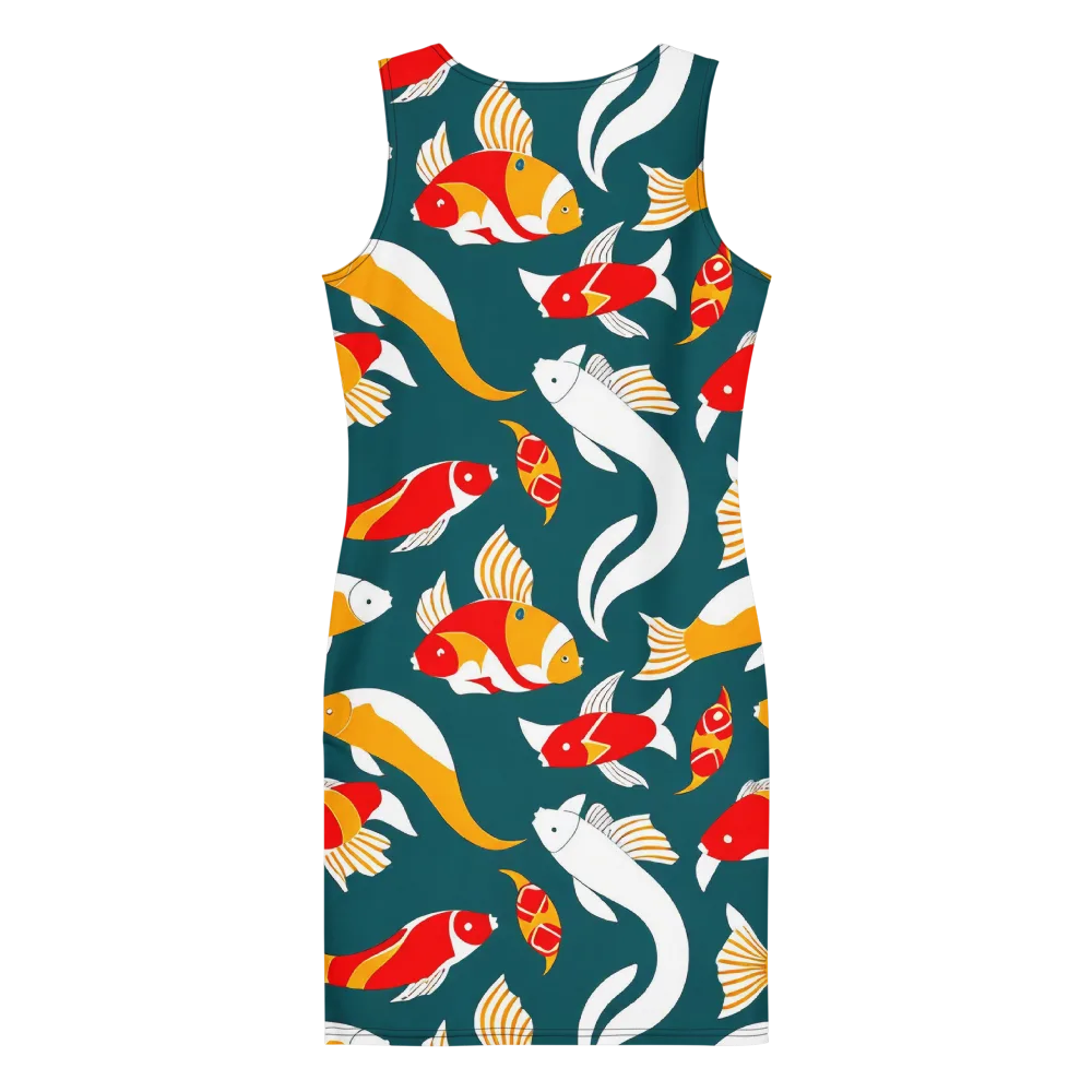 Carp Carnival on Bodycon Dress — Back
