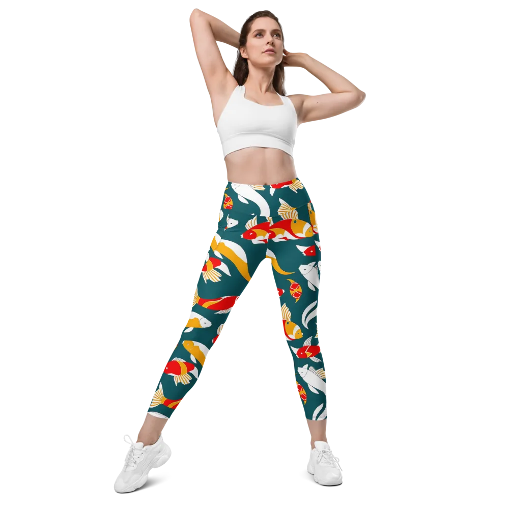 Carp Carnival on Leggings with Pockets — Front