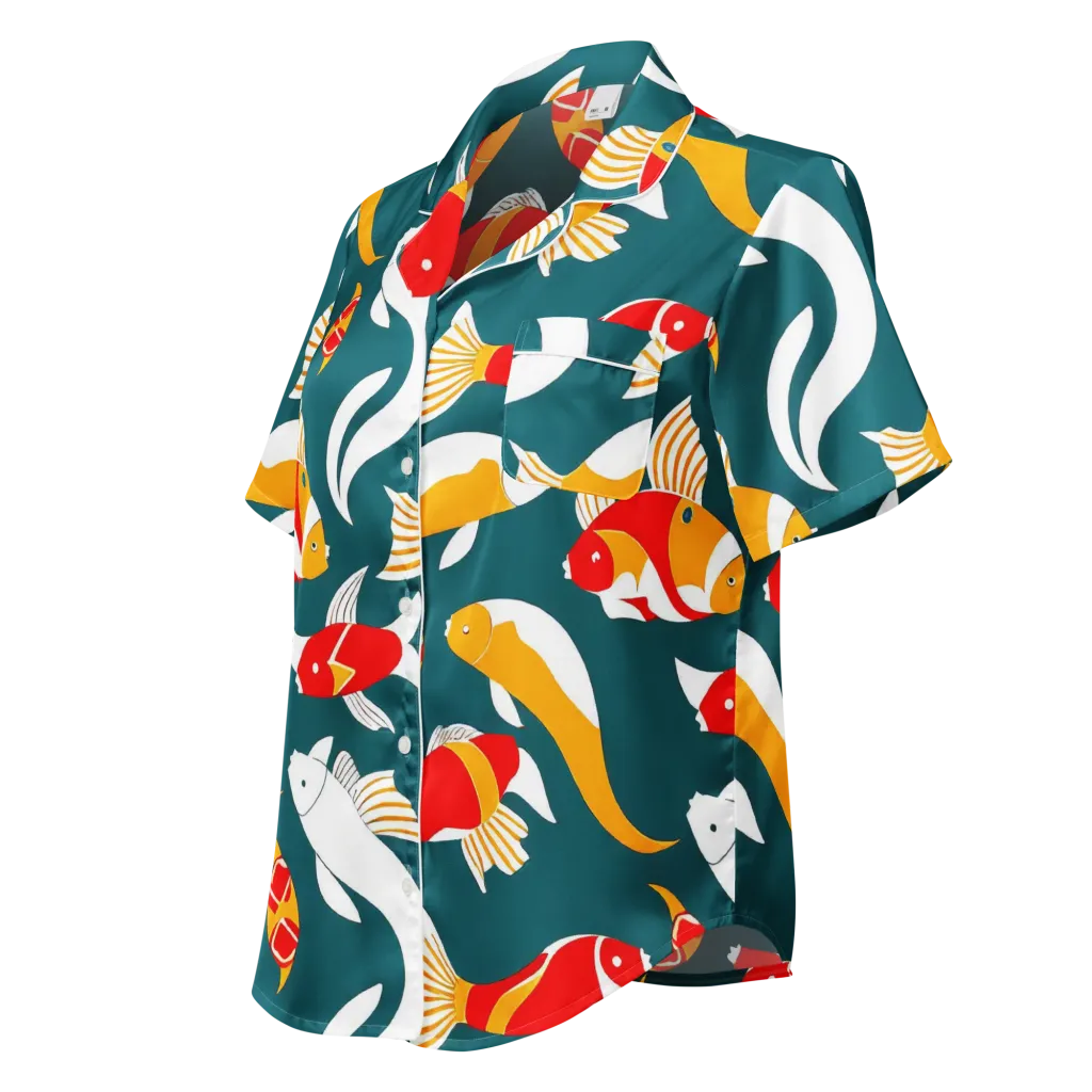 Carp Carnival on Women's Short Sleeve Pajama Top — Left Front