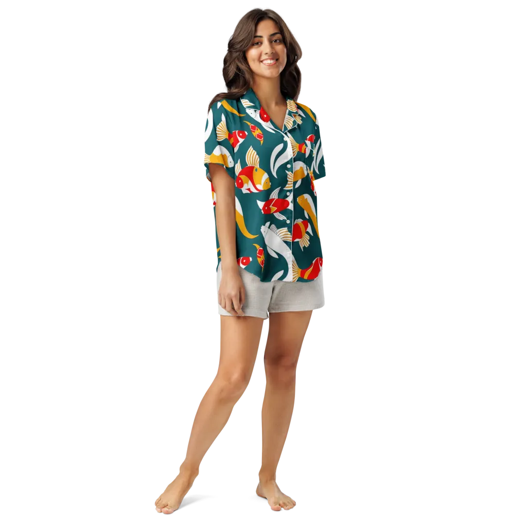 Carp Carnival on Women's Short Sleeve Pajama Top — Front