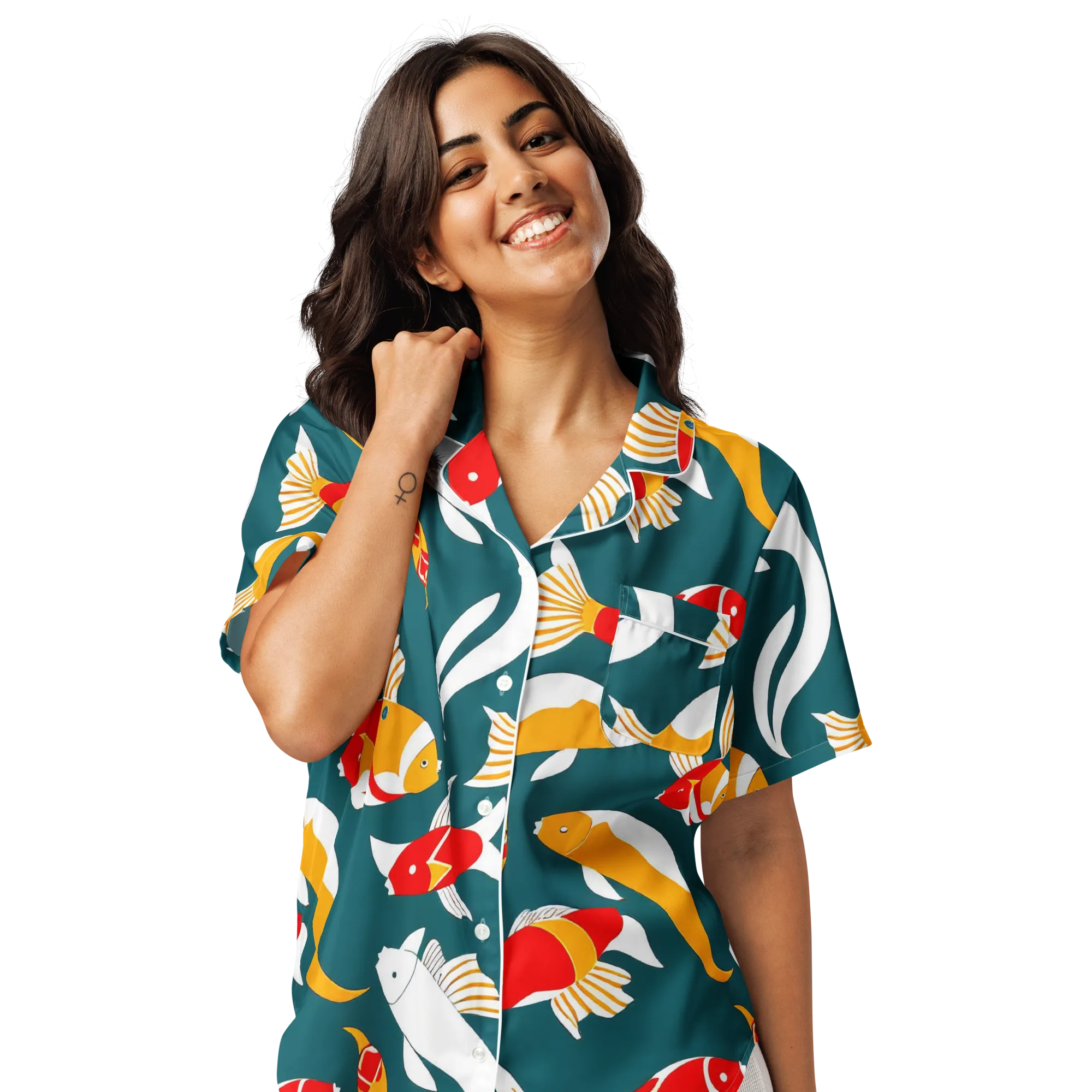 Carp Carnival on Women's Short Sleeve Pajama Top — Front