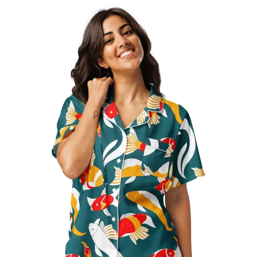 Carp Carnival on a Women's Short Sleeve Pajama Top