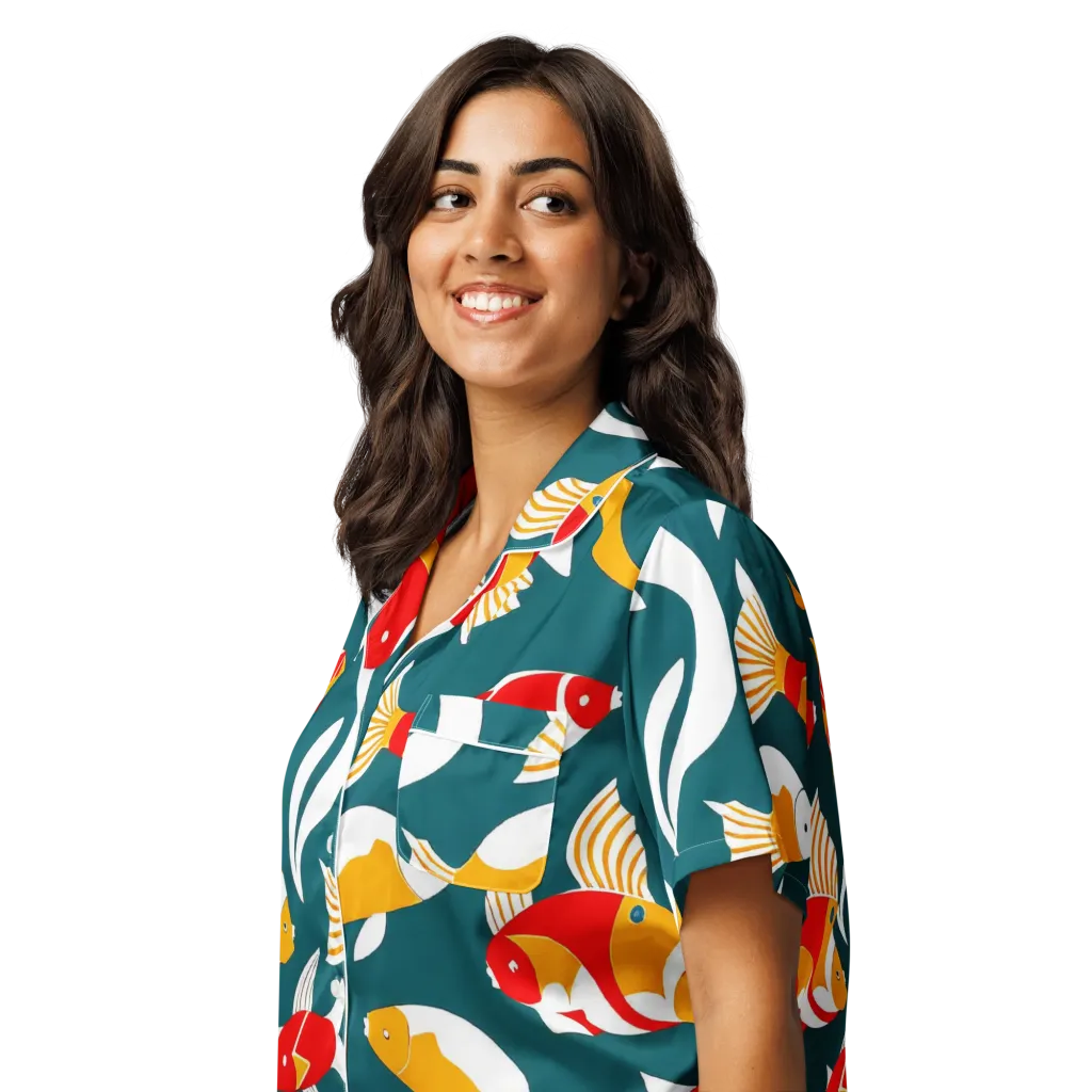 Carp Carnival on Women's Short Sleeve Pajama Top — Left Front