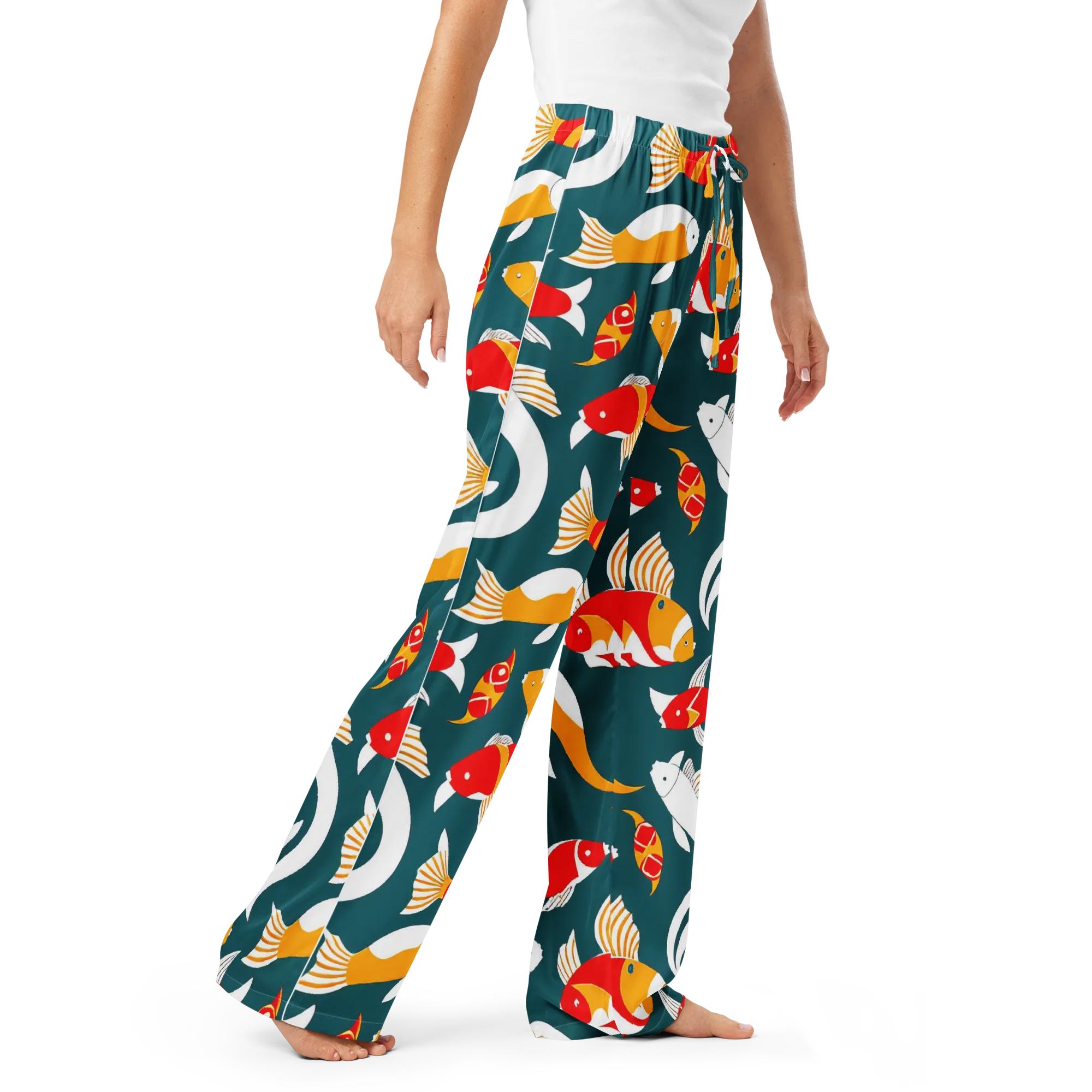 Carp Carnival on Women's Pajama Pants — Right Front