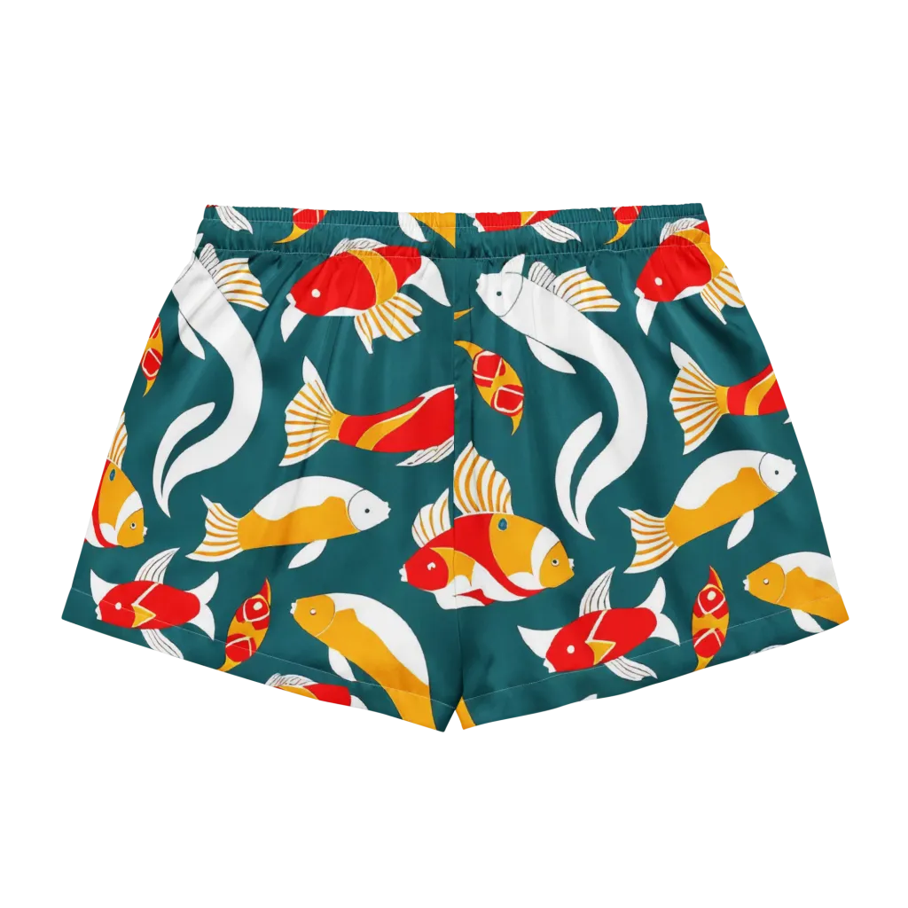 Carp Carnival on Women's Pajama Shorts — Back