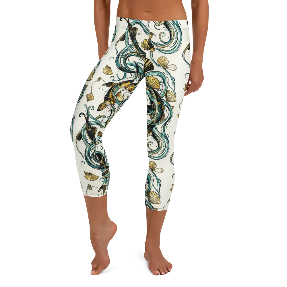 Gilded Eddies on Capri Leggings — Front