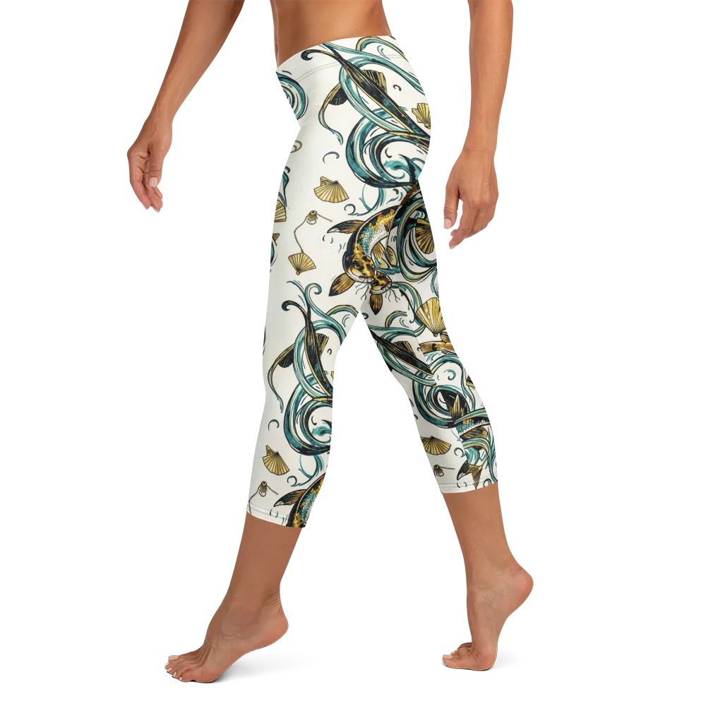 Gilded Eddies on Capri Leggings — Left