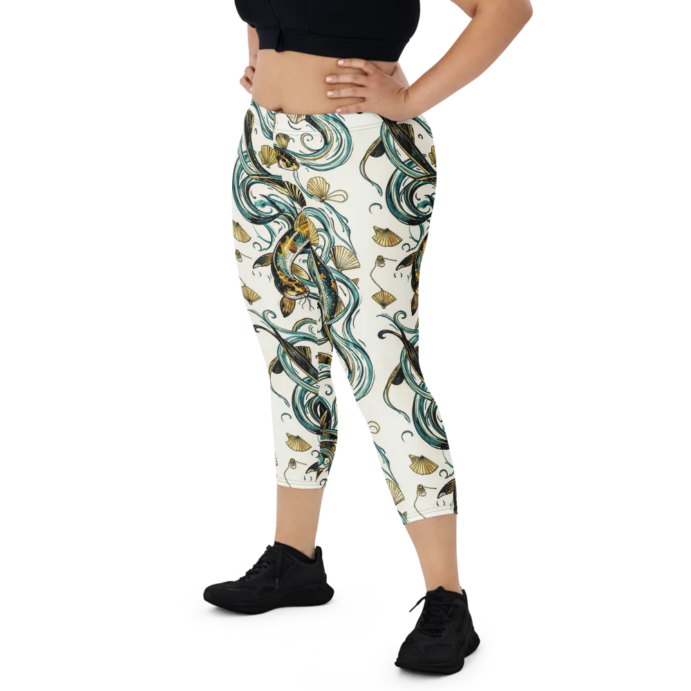 Gilded Eddies on Capri Leggings — Front