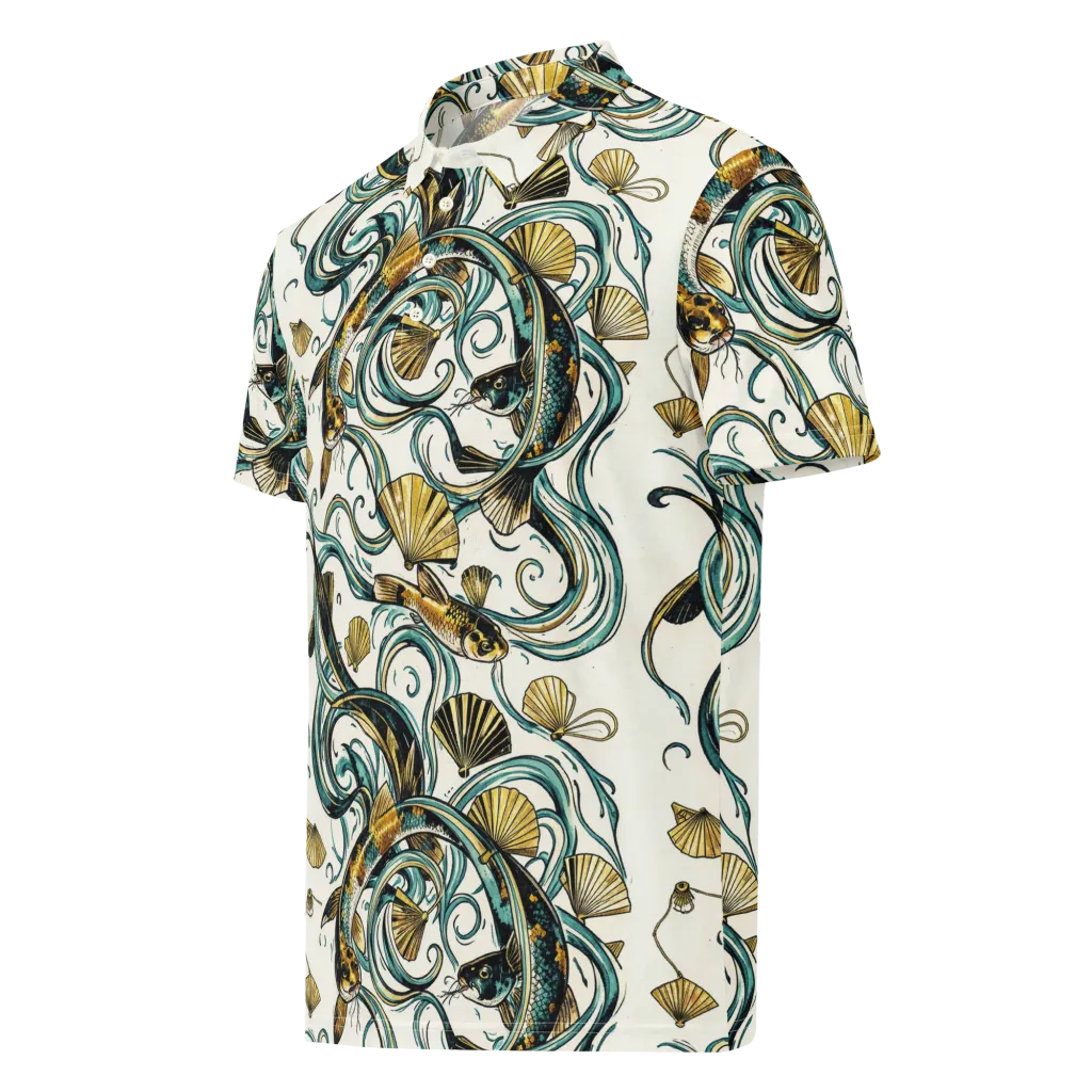 Gilded Eddies on Men's Slim Fit Polo Shirt — Left Front