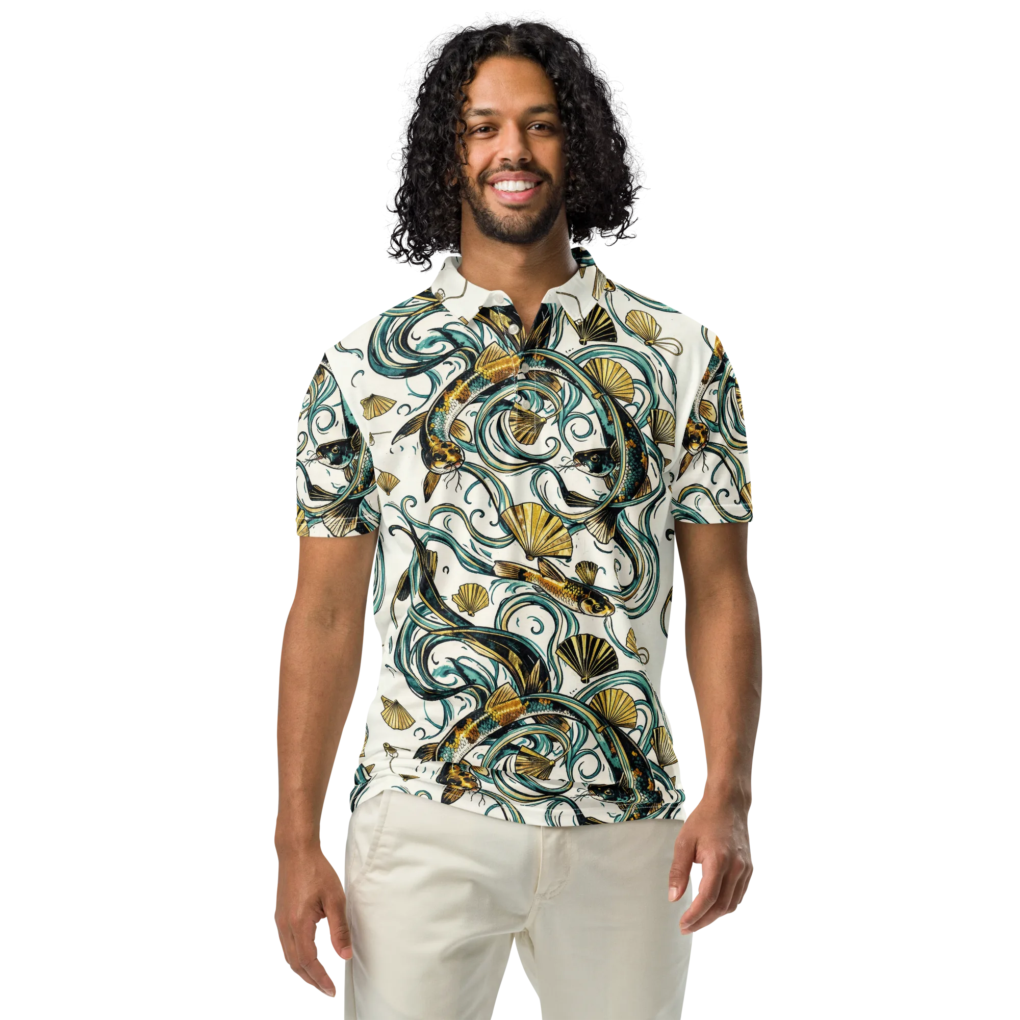 Gilded Eddies on Men's Slim Fit Polo Shirt — Front