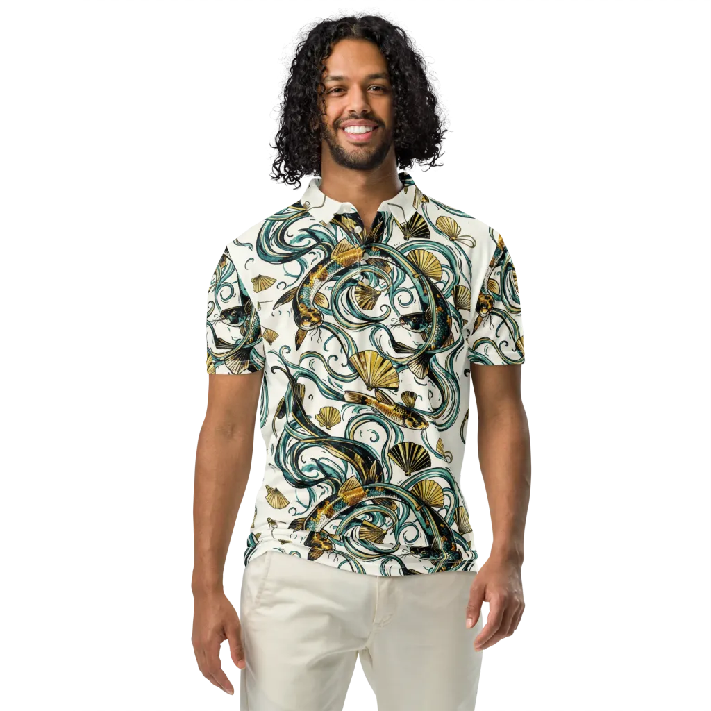 Gilded Eddies on Men's Slim Fit Polo Shirt — Front