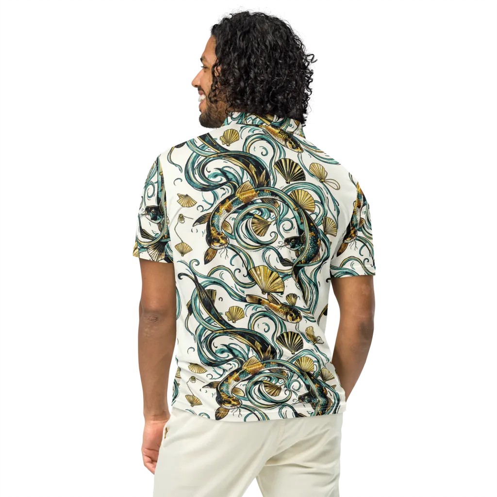 Gilded Eddies on Men's Slim Fit Polo Shirt — Back