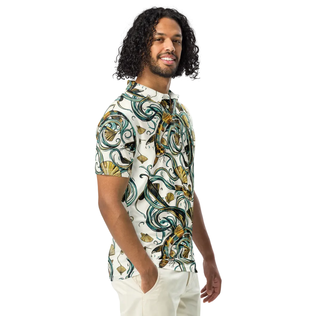 Gilded Eddies on Men's Slim Fit Polo Shirt — Right Front