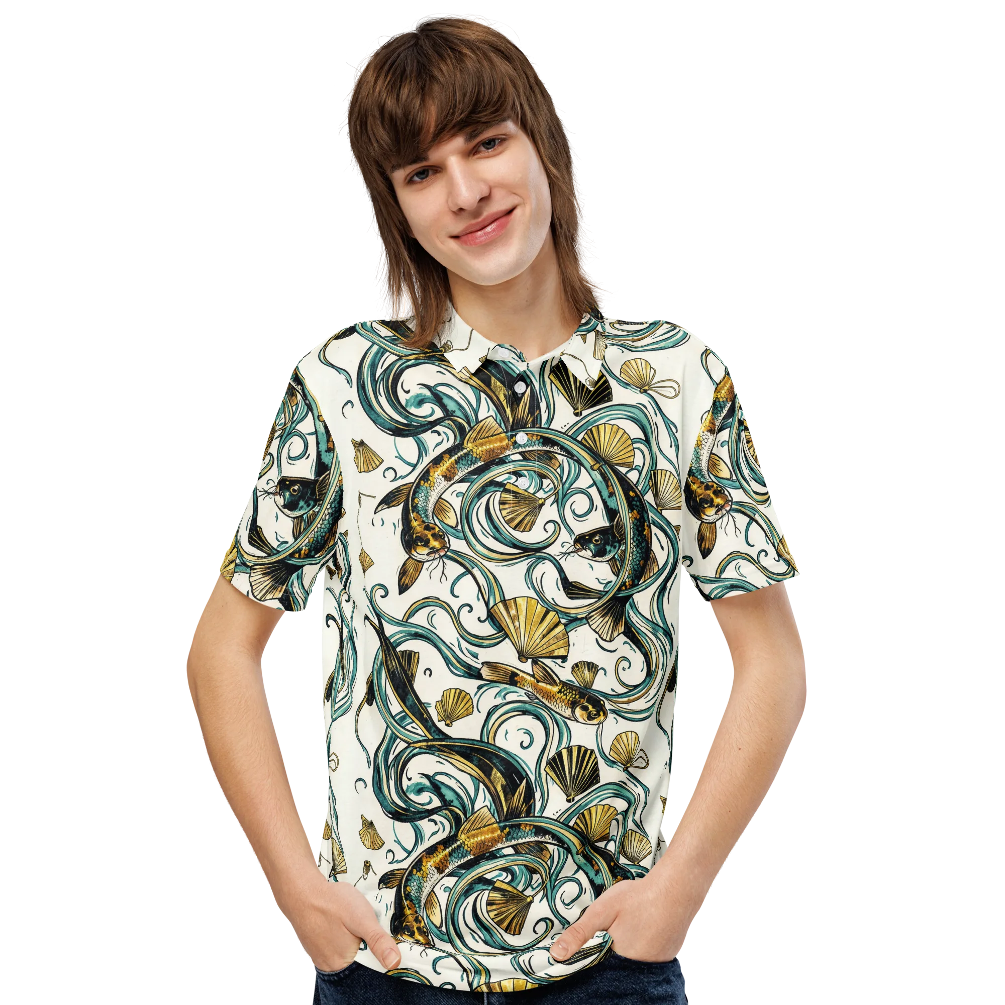 Gilded Eddies on Men's Slim Fit Polo Shirt — Front