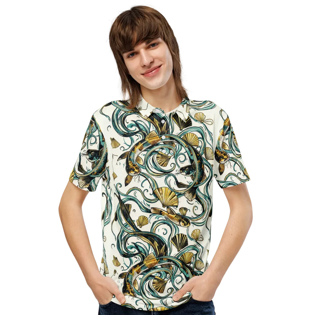 Gilded Eddies on Men's Slim Fit Polo Shirt — Front