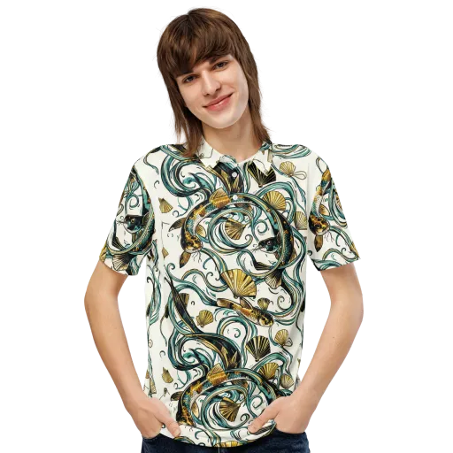 Gilded Eddies on a Men's Slim Fit Polo Shirt
