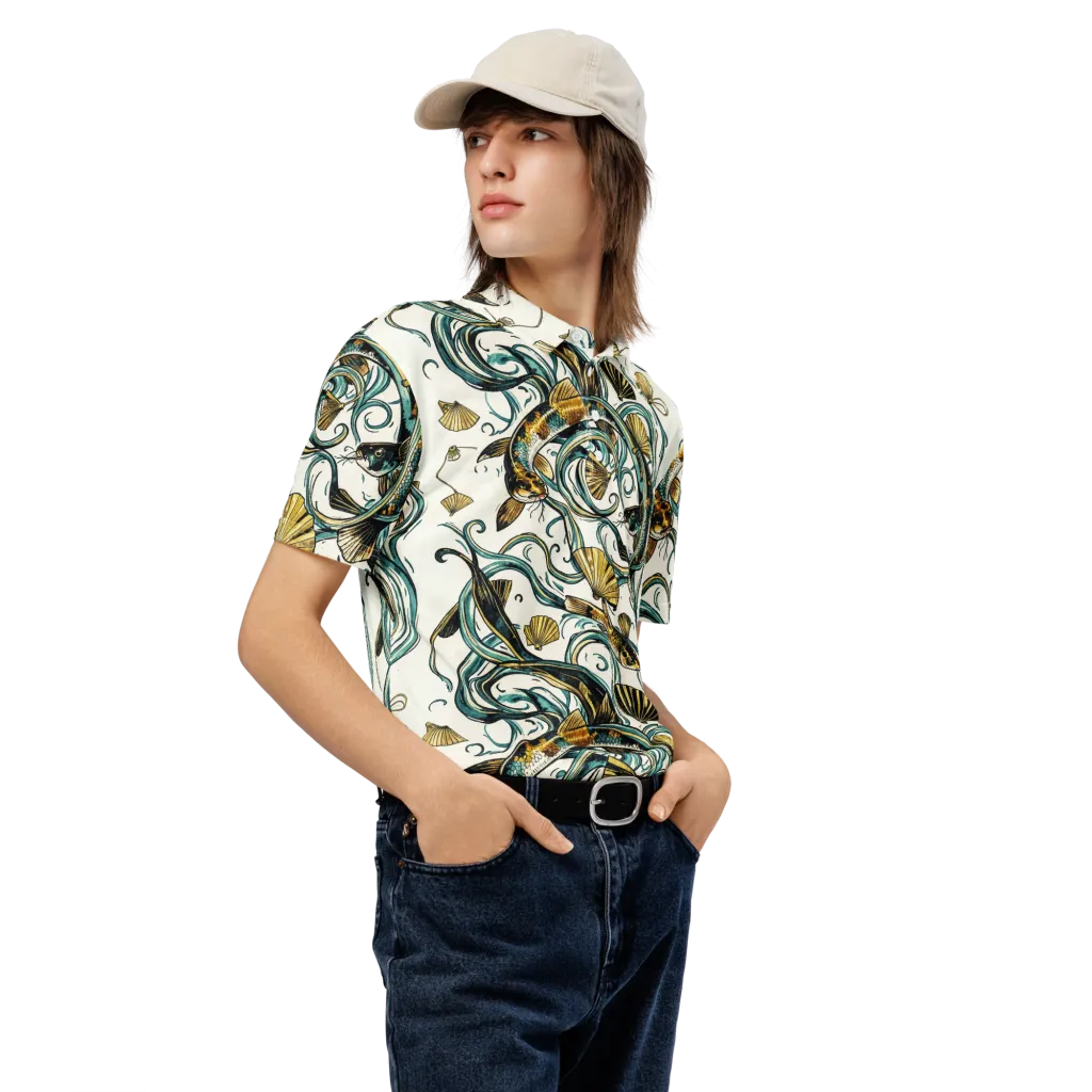 Gilded Eddies on Men's Slim Fit Polo Shirt — Right Front