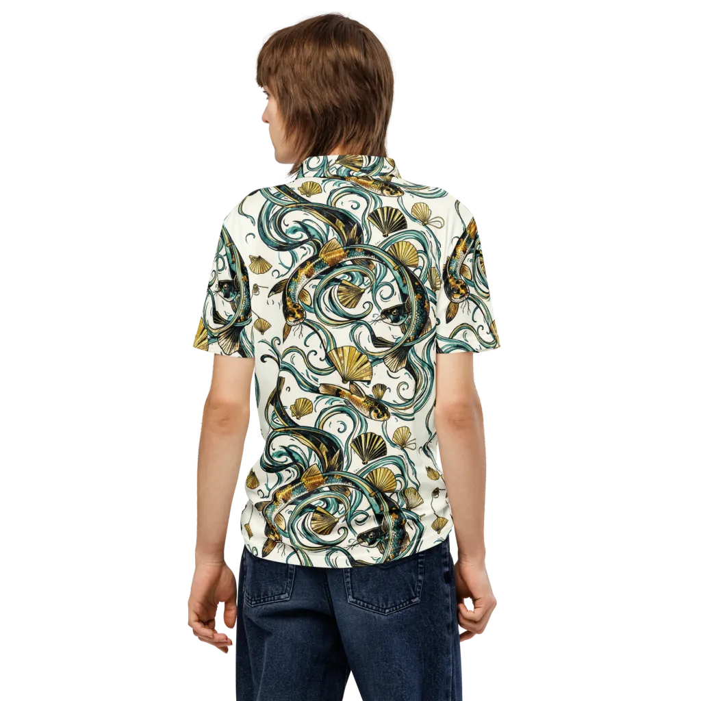 Gilded Eddies on Men's Slim Fit Polo Shirt — Back