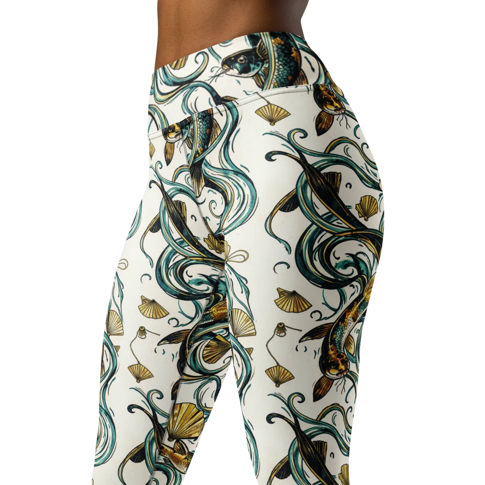 Gilded Eddies on Yoga Leggings — Left Front