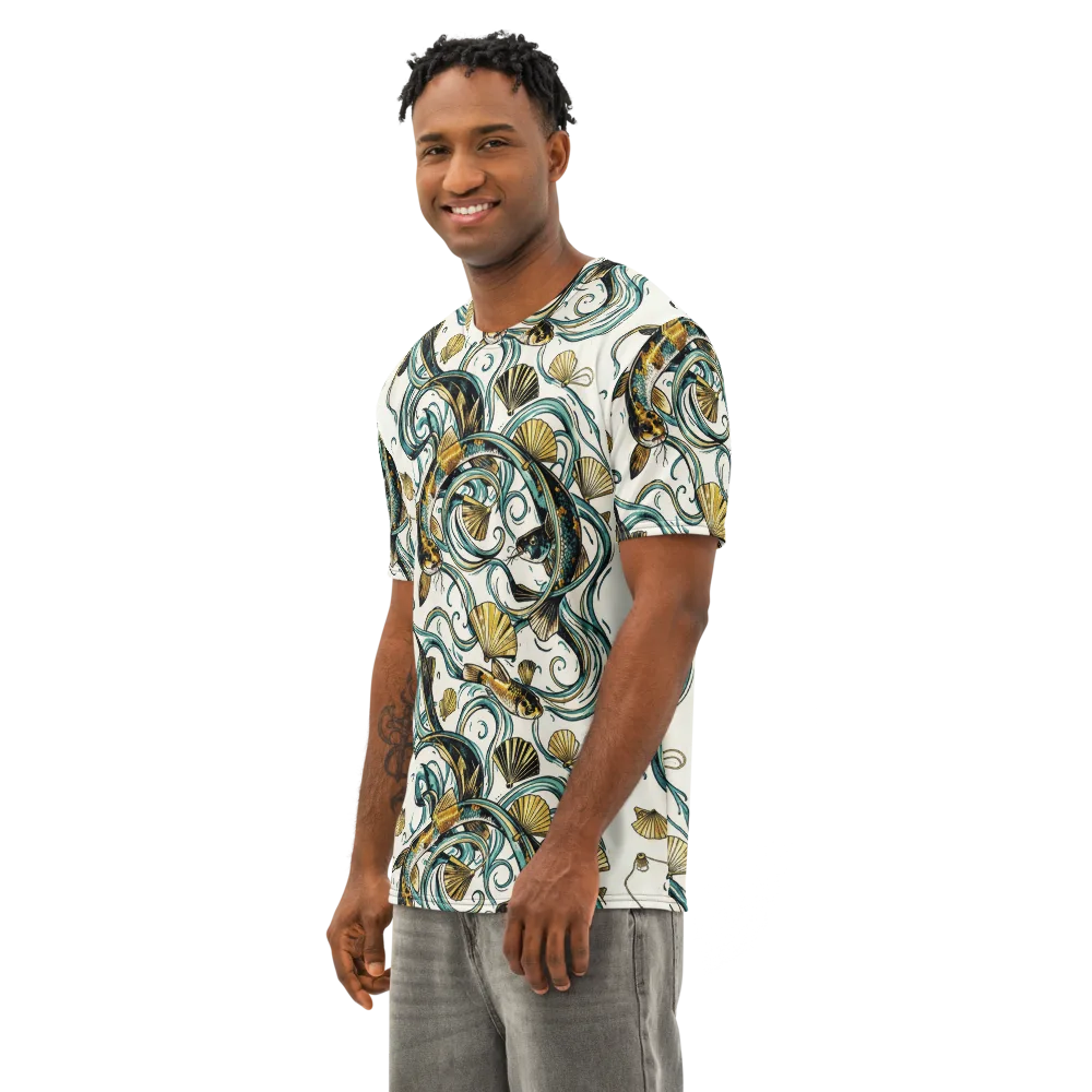 Gilded Eddies on Men's Cotton Crew Neck T-Shirt — Left Front