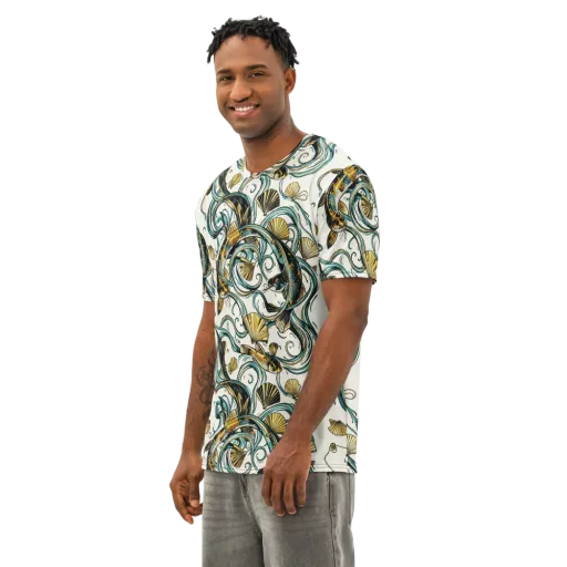 Gilded Eddies on a Men's Cotton Crew Neck T-Shirt