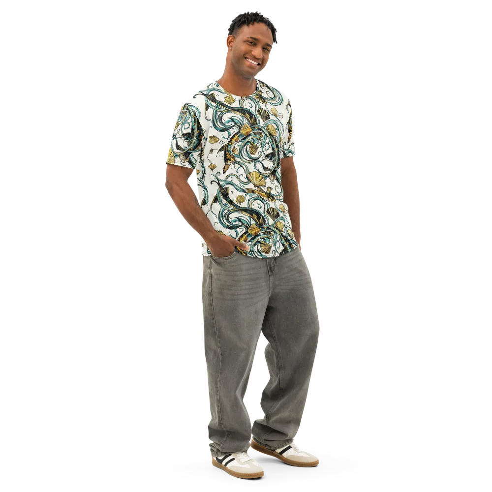 Gilded Eddies on Men's Cotton Crew Neck T-Shirt — Right Front