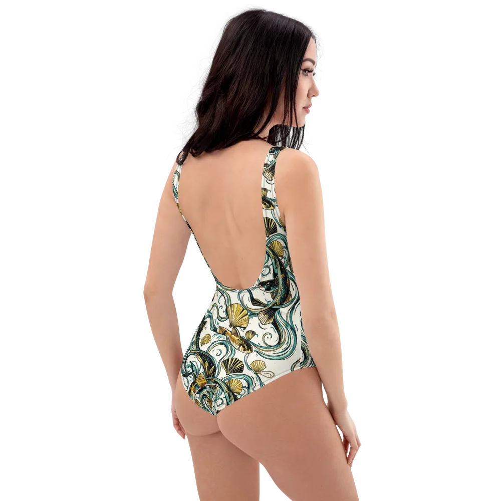 Gilded Eddies on One-Piece Swimsuit — Right Back