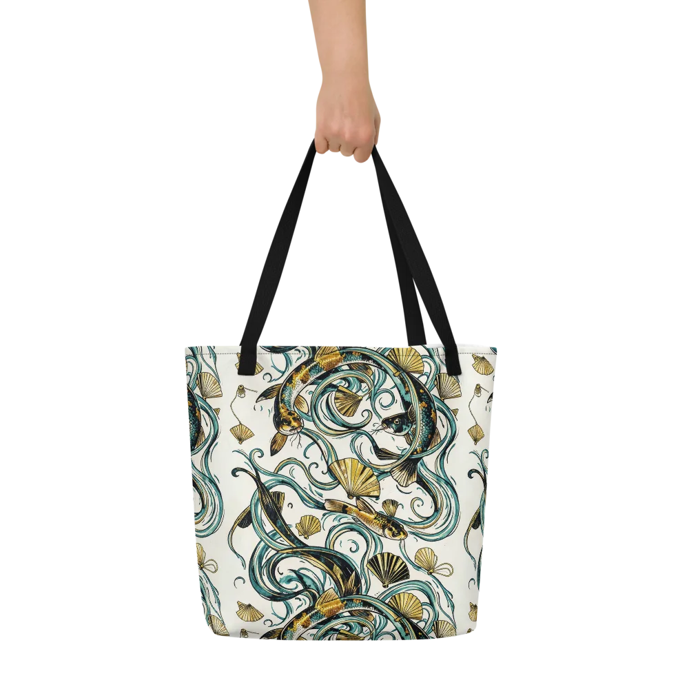 Gilded Eddies on Large Tote Bag W/ Pocket — Front