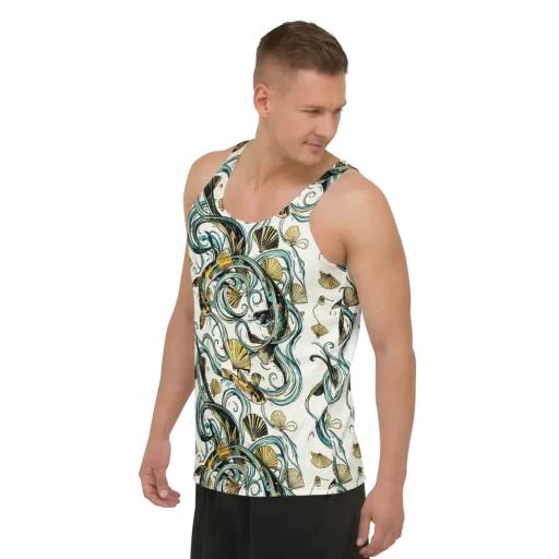 Gilded Eddies on a Men's Tank Top