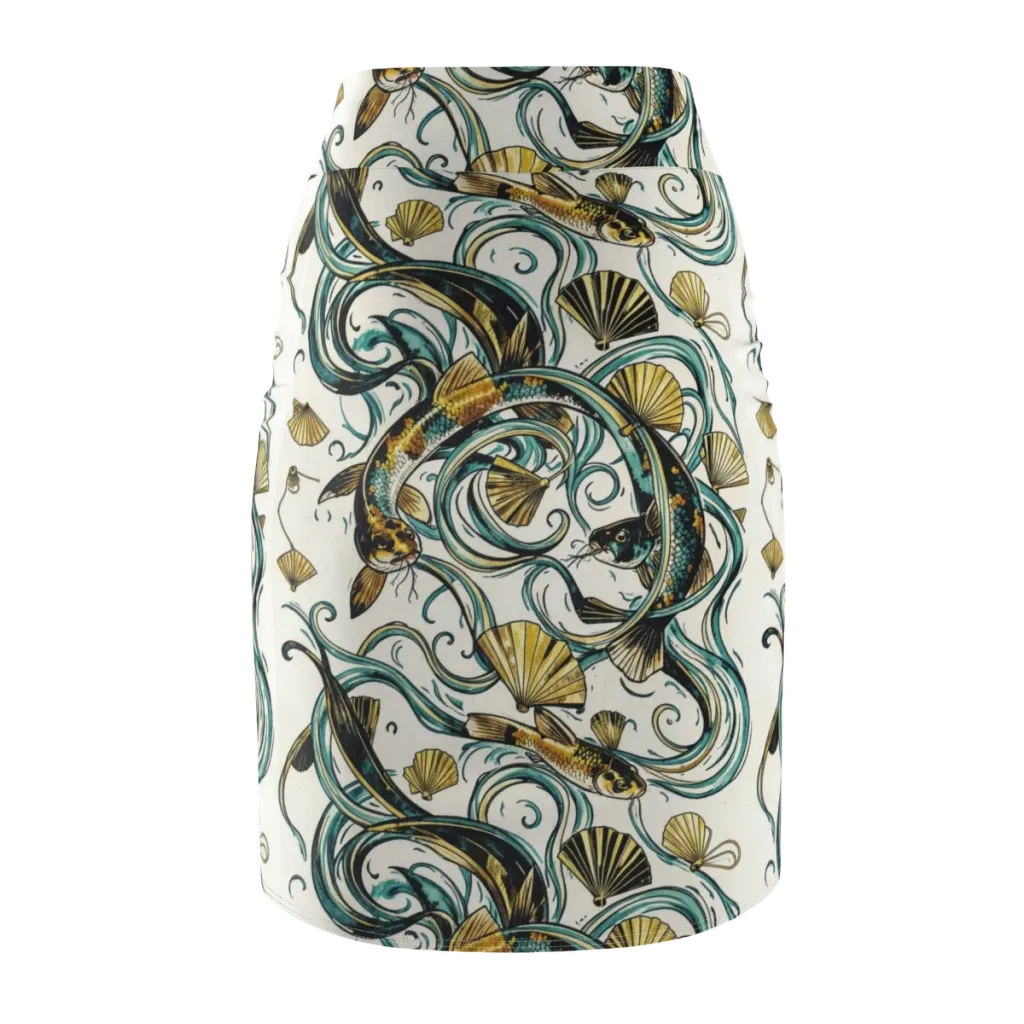 Gilded Eddies on Pencil Skirt — Back