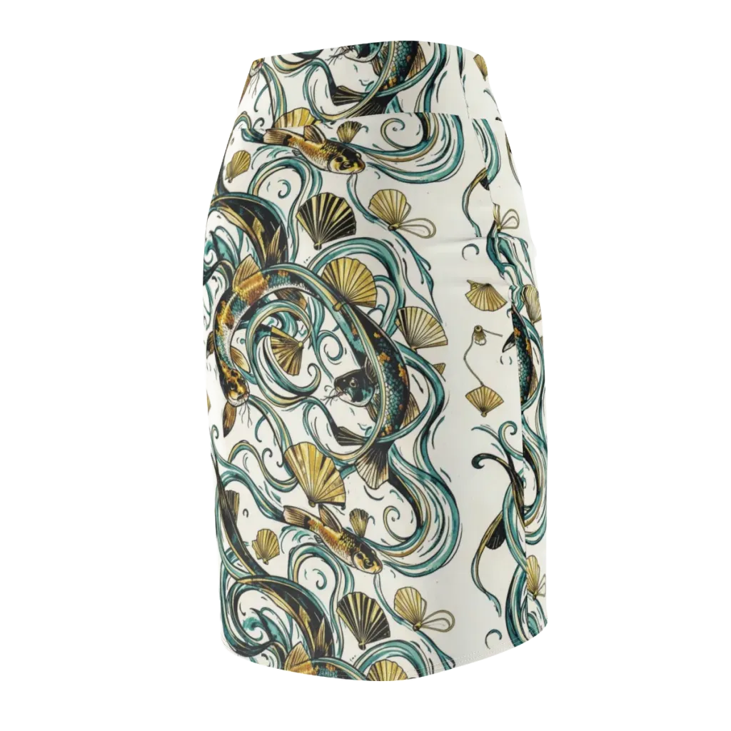 Gilded Eddies on Pencil Skirt — Back Side