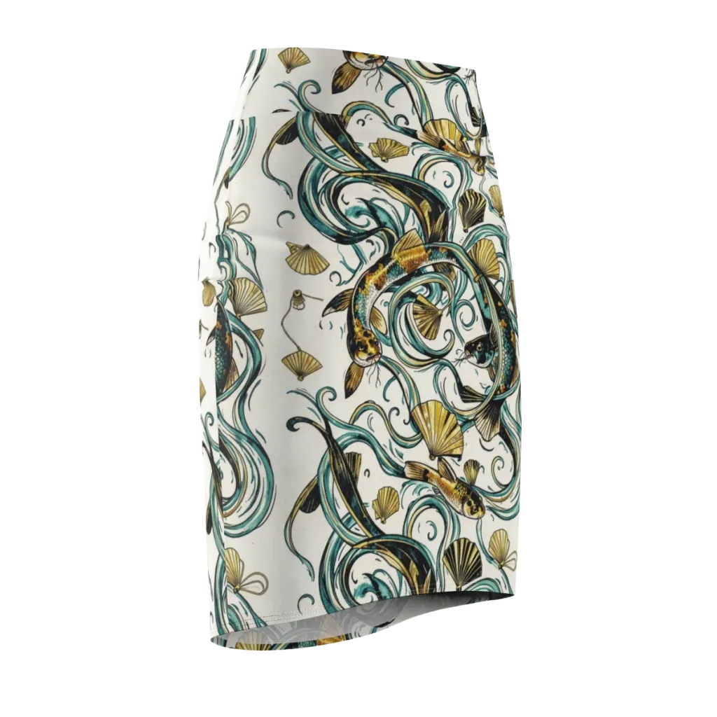 Gilded Eddies on Pencil Skirt — Front Side