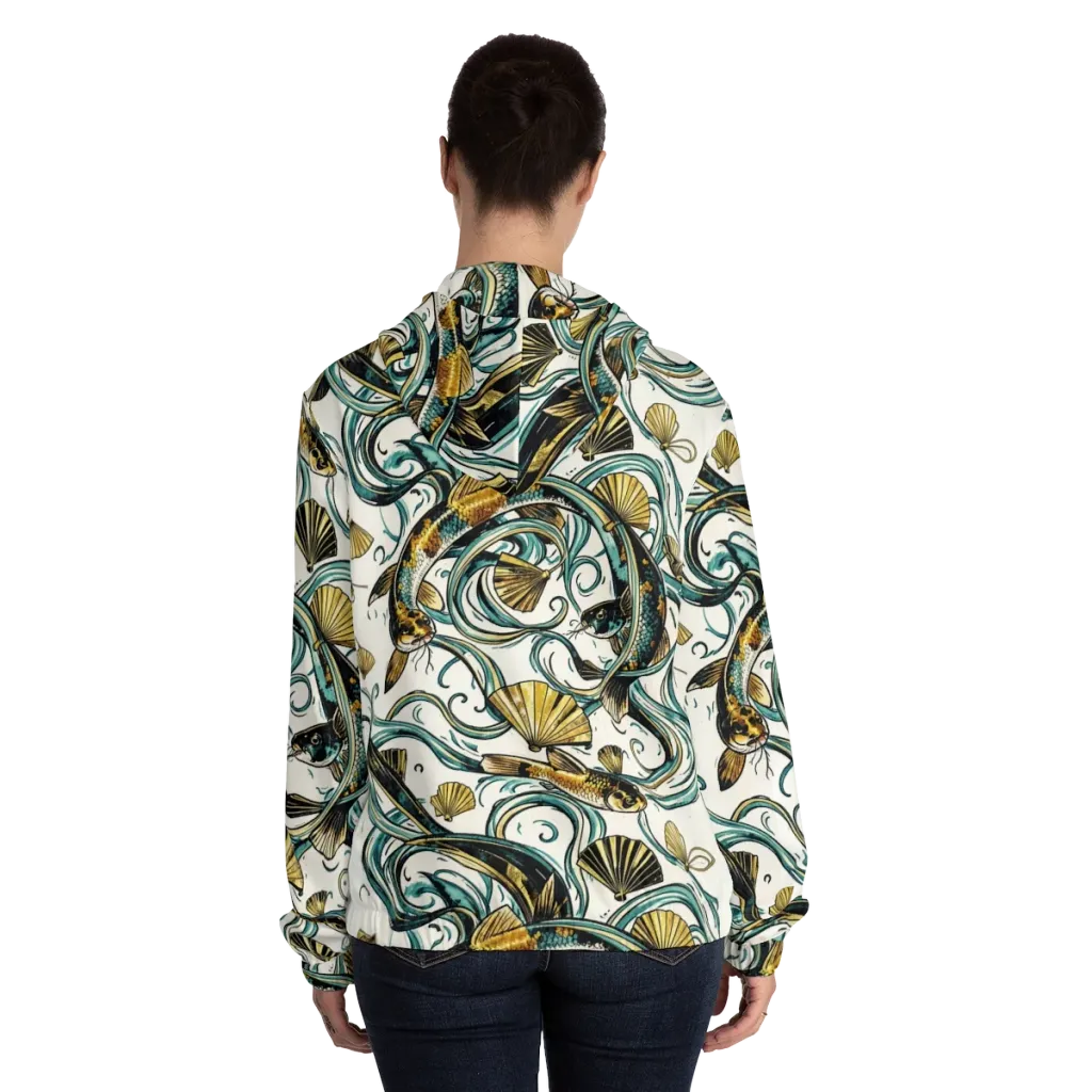 Gilded Eddies on Women's Full-Zip Hoodie — Back On Person