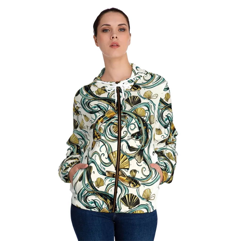 Gilded Eddies on Women's Full-Zip Hoodie — Front On Person