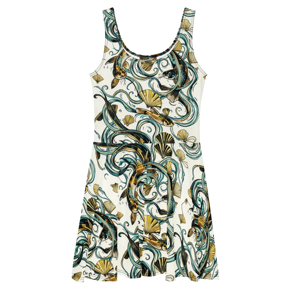 Gilded Eddies on Skater Dress — Front