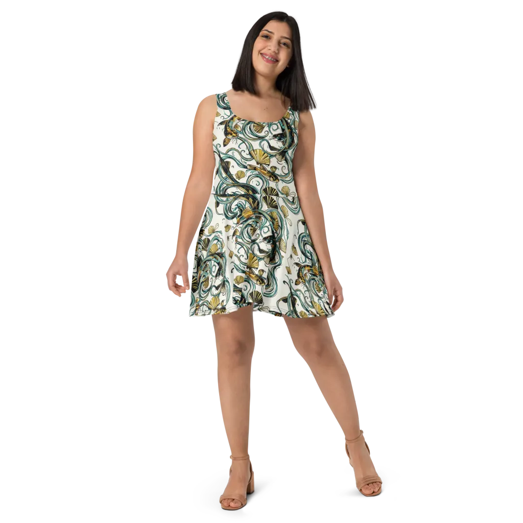 Gilded Eddies on Skater Dress — Front