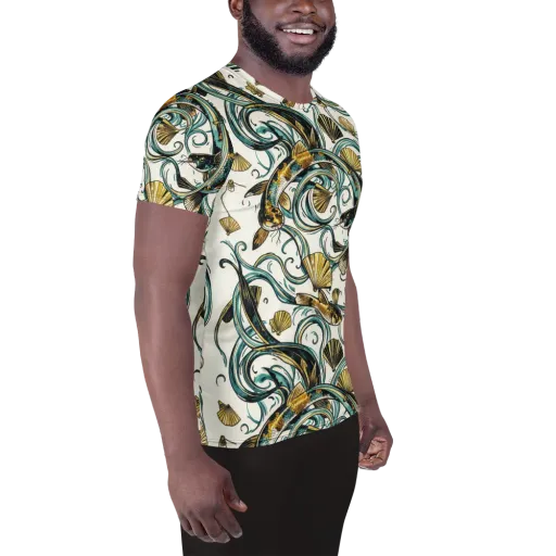 Gilded Eddies on a Men's Athletic T-Shirt