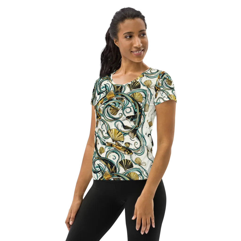 Gilded Eddies on Women's Athletic T-Shirt — Left